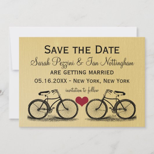 Antieke fiets save the date trouwkaarten (Voorkant)