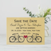 Antieke fiets save the date trouwkaarten (Staand voorkant)
