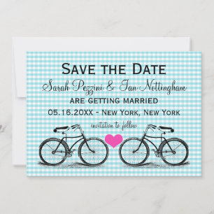 Antieke fiets save the date trouwkaarten kaart