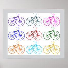 Antieke fiets vintage print meerkleurenpatroon