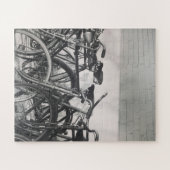 Antieke fietsen legpuzzel (Horizontaal)