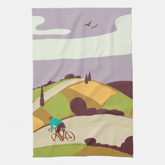 Antieke fietsposter theedoek (Verticaal)
