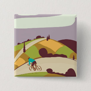 Antieke fietsposter vierkante button 5,1 cm