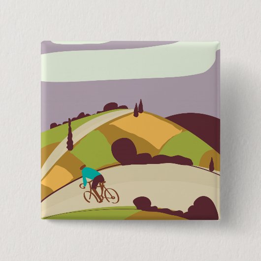 Antieke fietsposter vierkante button 5,1 cm (Voorkant)