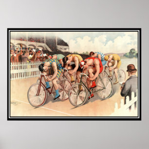 Antieke fietswedstrijd 1904 Posterprint Poster