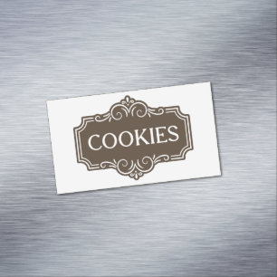 Antieke Filigree Koekjes Bakkerij Embleem Ontwerp Magnetisch Visitekaartje