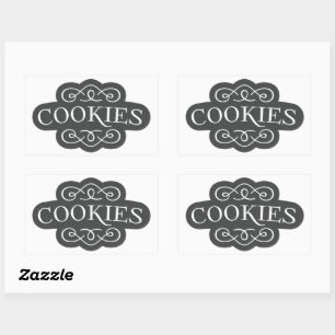 Antieke Filigree Koekjes Bakkerij Embleem Ontwerp Rechthoekige Sticker