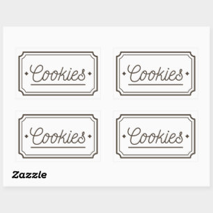 Antieke Filigree Koekjes Bakkerij Embleem Ontwerp Rechthoekige Sticker