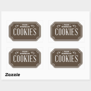 Antieke Filigree Koekjes Bakkerij Embleem Ontwerp Rechthoekige Sticker