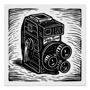antieke filmcamera perfect poster