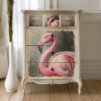 Antieke Flamingo Botanische Decoupage Tissuepapier