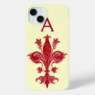 ANTIEKE FLORENTIJNSE RODE LELIE,FLEUR DE LIS, Mono iPhone 15 Mini Hoesje