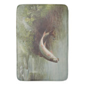 Antieke Fly Fishing Springende Beekforel Print Badmat (Voorkant Verticaal)