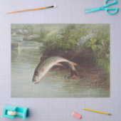 Antieke Fly Fishing Springende Beekforel Print Tissuepapier (Craft)