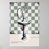 Antieke Fonteinwasbak Esthetische Badkamer Poster (Voorkant)