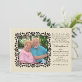 Antieke formele bloemen foto uitnodiging (Staand voorkant)