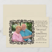 Antieke formele bloemen foto uitnodiging (Voorkant / Achterkant)