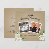 Antieke foto bloemen 50ste huwelijksverjaardag kaart (Voorkant / Achterkant)