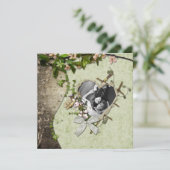 Antieke foto hart uitsnede Save The Date (Staand voorkant)