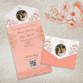 Antieke Foto Monogram Bruiloft All In One Uitnodiging