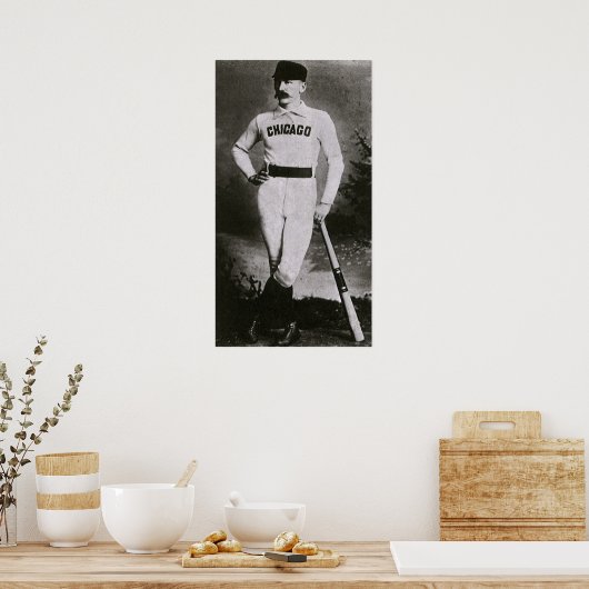 Antieke foto, sport Chicago-honkbalspeler Poster (Keuken)