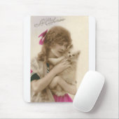 Antieke foto Victoriaanse vrouw met hond Muismat (Met muis)