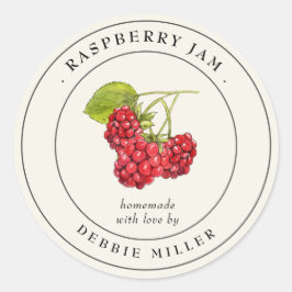 Antieke frambozenjam inmaaklabel ronde sticker