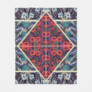 Antieke Franse Art Deco Geometrische Bloempatronen Fleece Deken