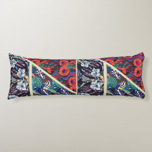 Antieke Franse Art Deco Geometrische Bloempatronen Lichaamskussen
