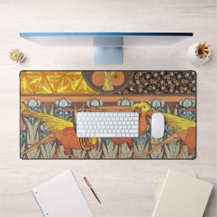 Antieke Franse Art Nouveau Natuur Vogel Patroon Bureaumat