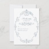 Antieke Franse Blauwe Trouwframe RSVP Kaartje (Voorkant)