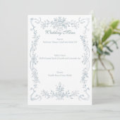 Antieke Franse Blauwe Trouwlijst Menu (Staand voorkant)