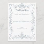 Antieke Franse Blauwe Trouwlijst Menu (Voorkant)