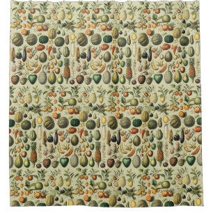 Antieke Franse botanische fruitposter kunst Douchegordijn