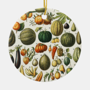 Antieke Franse botanische fruitposter kunst Keramisch Ornament