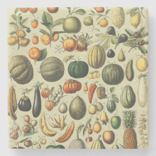 Antieke Franse botanische fruitposter kunst Stenen Onderzetter
