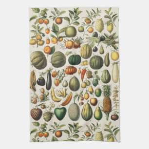 Antieke Franse botanische fruitposter kunst Theedoek