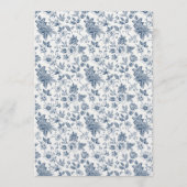 Antieke Franse Chinoiserie Blauwe Bloemige Trouw- Save The Date (Achterkant)