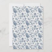 Antieke Franse Chinoiserie Blauwe Bloemige Trouw- Save The Date (Achterkant)