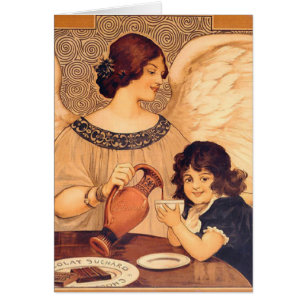 Antieke Franse Chocolade Engel Poster: Vintage Kun