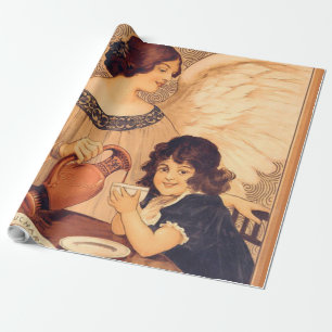 Antieke Franse Chocolade Engel Poster: Vintage Kun Cadeaupapier
