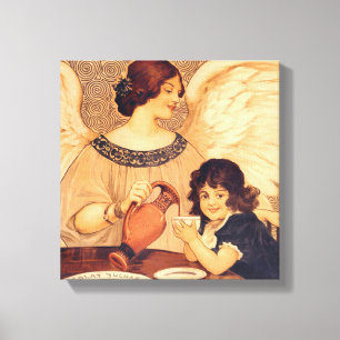 Antieke Franse Chocolade Engel Poster: Vintage Kun Canvas Afdruk