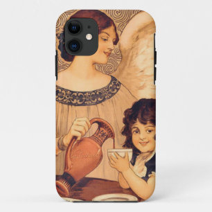 Antieke Franse Chocolade Engel Poster: Vintage Kun iPhone 11 Hoesje