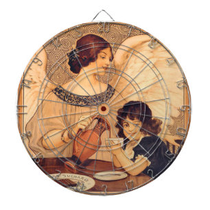 Antieke Franse Chocolade Engel Poster: Vintage Kun Dartbord
