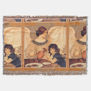 Antieke Franse Chocolade Engel Poster: Vintage Kun Deken