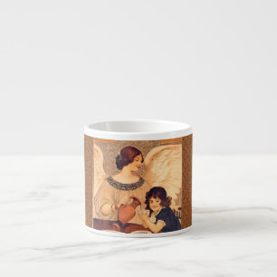 Antieke Franse Chocolade Engel Poster: Vintage Kun Espresso Kop