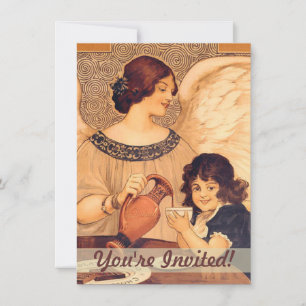 Antieke Franse Chocolade Engel Poster: Vintage Kun Kaart