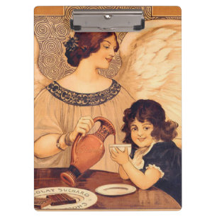 Antieke Franse Chocolade Engel Poster: Vintage Kun Klembord