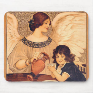 Antieke Franse Chocolade Engel Poster: Vintage Kun Muismat