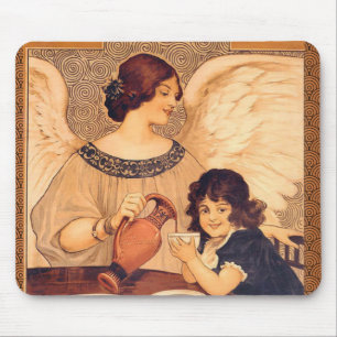 Antieke Franse Chocolade Engel Poster: Vintage Kun Muismat